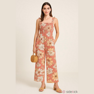 Aritzia Wilfred Chianti floral jumpsuit warm Sienna Subtle Mints 2XS